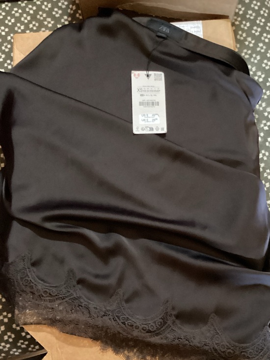 Zara Dresses & Skirts - Zara Midi Skirt with Lace Trim Chocolate brown corduroy.